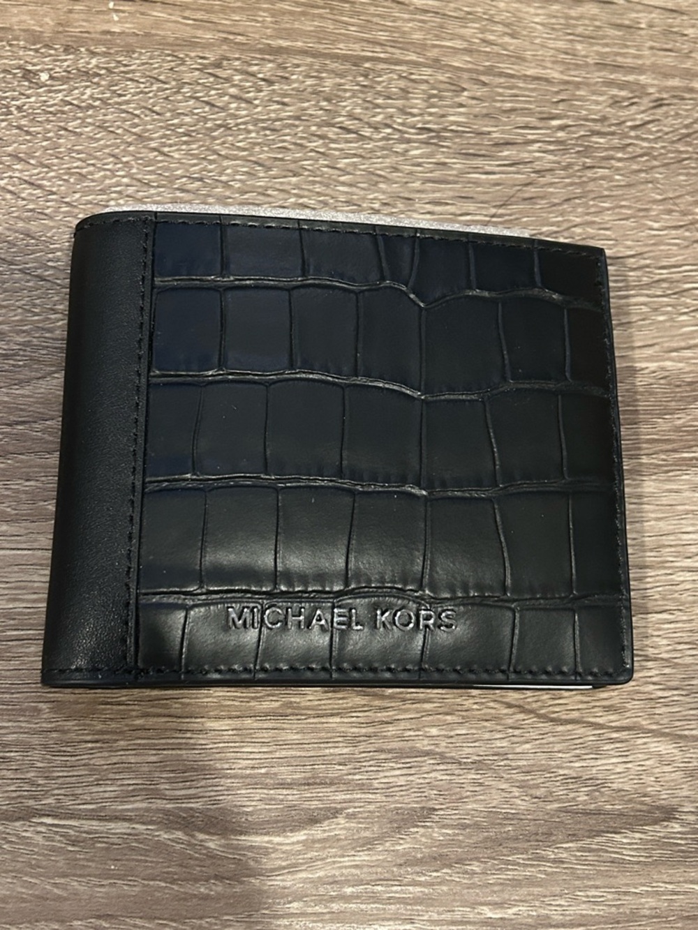 Michael Kors Men's Black Croc-Embossed Leather Wallet